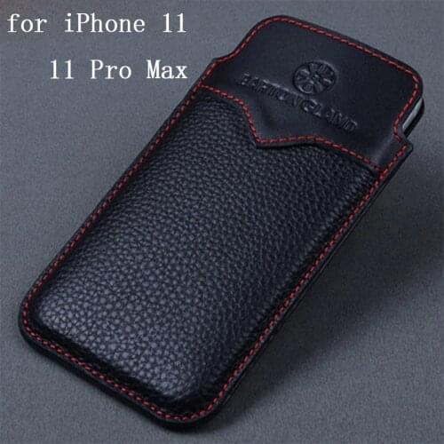 2019 New Phone Pouch Sleeve for iPhone 11 Pro Max Case Genuine Leather Case for iPhone 11Pro Max 11Pro free Screen Protector