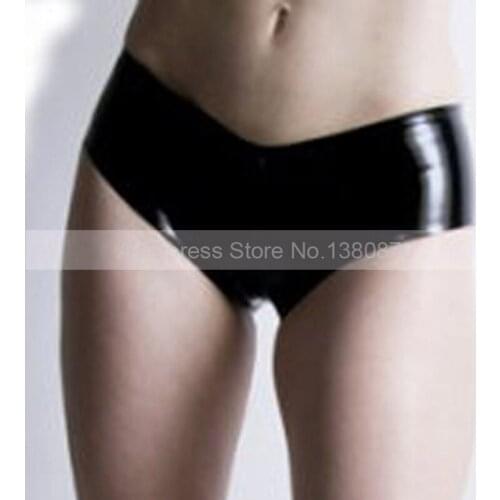 Black Female Sexy Rubber Latex Panties Tight Women Knickers Underwear Lingerie S-LPW069