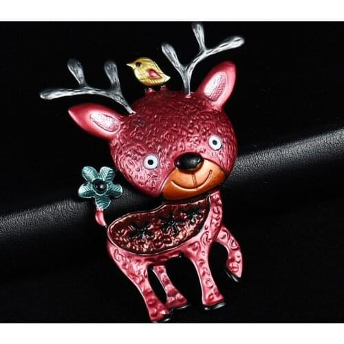 D&Rui Jewelry Christmas Sika Deer Brooches for Children Fashion Handmade Cute Animal Alloy Metal Brooch Pins 2019 Best Selling