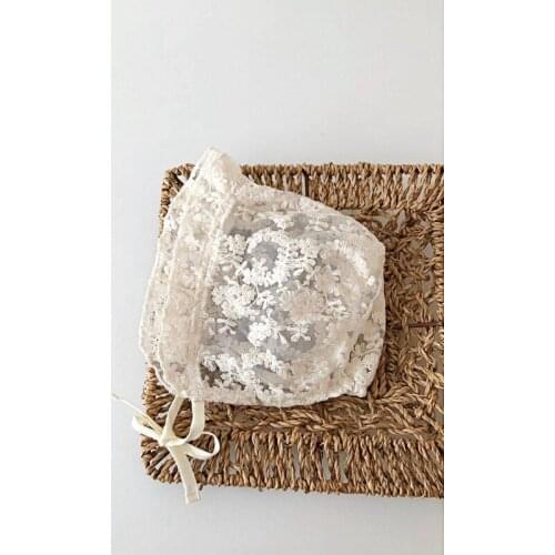 D0AF Baby Lace Flower Sun Hat Newborn Photography Props Princess White Hat Shower Gifts Cotton Beanie Bonnet for Toddler