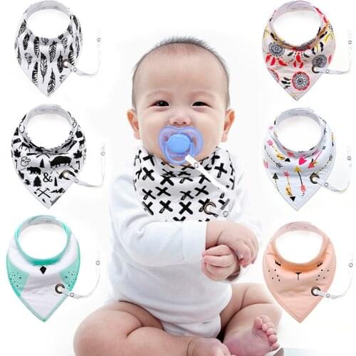 Baby Triangle Towel Pure Cotton Double-deck Baby Bib With Chain Thick Water Absorption Newborn Fashion Scarf Bib Kids' Things