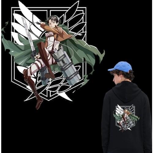 DIY Hot Anime Attack on Titan Levi Ackerman Stickers Large patches T-shirt Dresses Sweater Thermal Heat Transfer Vinyl Sticker