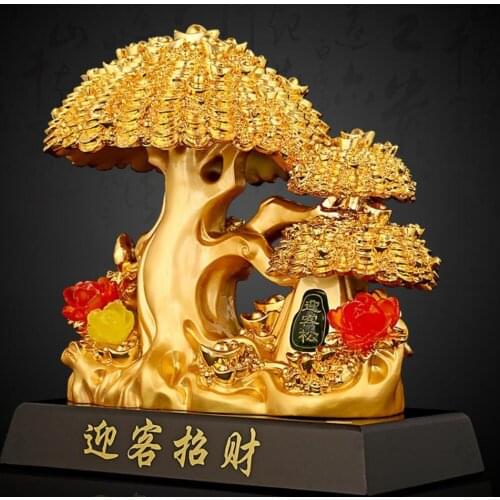 Fortune tree welcomes visitors pine make a fortune cash tree furnishing resin craft company shop opening decoration craft gifts