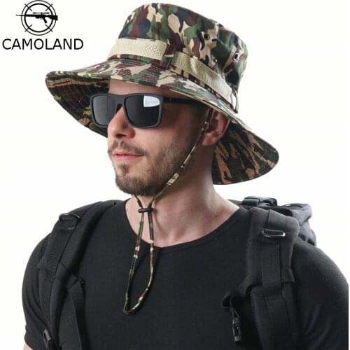 CAMOLAND Camouflage Bucket Hat For Men Women Military Army Hiking Caps Summer UPF 50+ Sun Hats Outdoor Male Tactical Hat