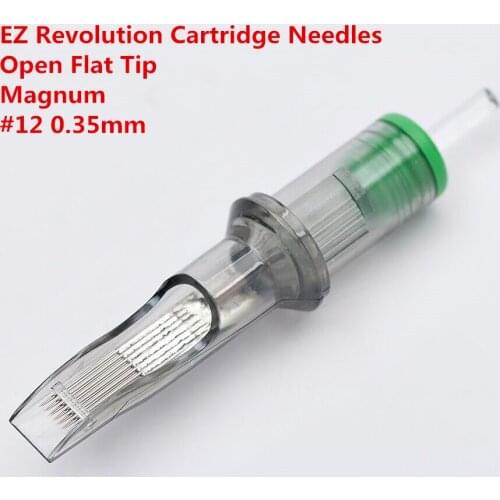 Original EZ Revolution Tattoo Needles Cartridge Magnum Open Flat Tips #12 0.35mm for Cartridge Machine Grips 20pcs/lot