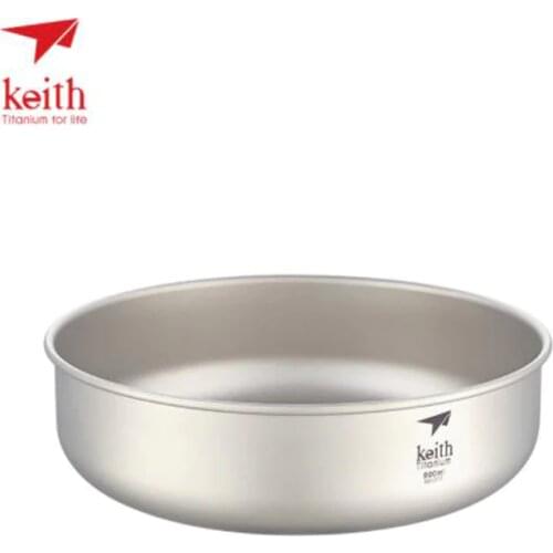 Keith Outdoor Camping Pure Titanium Bowls 300ml-900ml Salad steak Bowls Cookware Tableware Cutlery Ti5332-Ti5338
