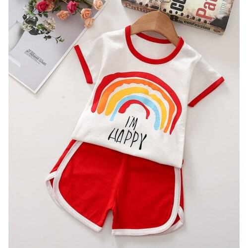 Summer Kids Baby Short Sleeve Set Pure Cotton Childrens Clothing Sets Baby Boys Girls Shorts T-shirt Two Sets