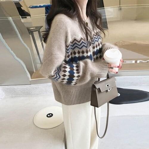 Korean Sweater Women V-Neck Cardigans Spring Autumn Chic Knitted Loose Tops Casual Fashion Long Sleeve Cardigan Sweater