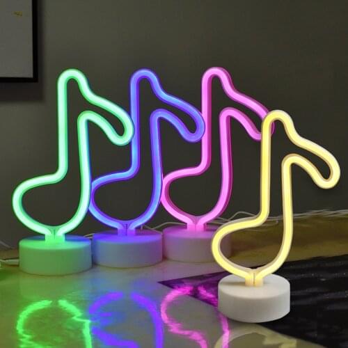 Creative LED Music Shape Neon Night Light Battery Power & USB Table Night Lamp For Kids Rooms Bedroom Party Decoration