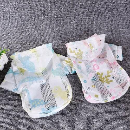 Summer Pet Dog Clothes Sunscreen Shirt Puppy Thin Sunproof Smock Coat Cat Cartoon Breathable Hooded Sun Protection Shirt Jacket