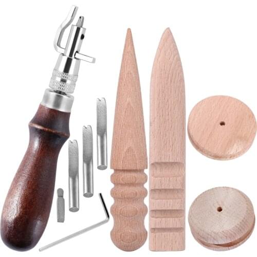 LMDZ Leather Edge Burnisher And 7 in1 DIY Leather Craft Adjustable Stitching Groover Crease Leather Multifunction Edge Sharpner