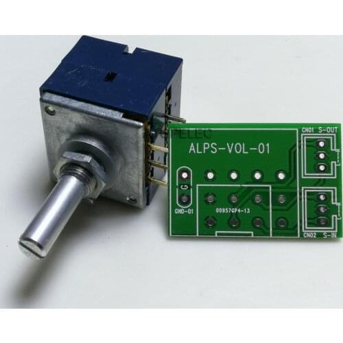 1pc Japan ALPS RK27 Volume LOG Logarithmic Stereo Potentiometer 2-gang Dual Unit 10K/20K/50K/100K/250K/500K Slotted Shaft+PCB