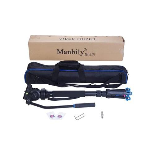 Manbily VM-336 Professional 172 cm Unipod Monopod Aluminum Monopod&Fluid head&Three feet support stand For Camera DSLR