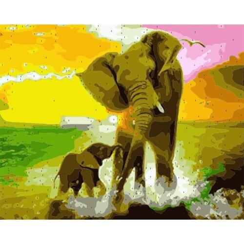 Frameless Painting By Numbers Elephant Animals On Canvas Pictures By Numbers Home Decoration DIY minimalism Style Diy Gift