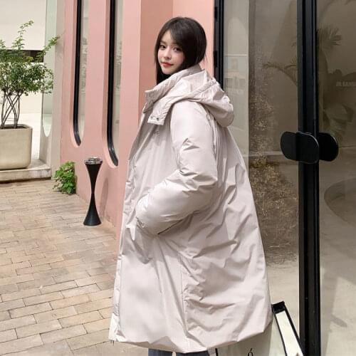 2021 New Down Cotton Jacket Women Winter Korean Loose Warm Coat Black Detachable Hooded Outwear Windproof Female Snow Parkas