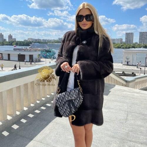 FURSARCAR 2021 New Arrival Real Fur Coat Natural Fox Fur Luxury Female Medium Jacket Thick Warm Winter Fashion Slim Overcoat