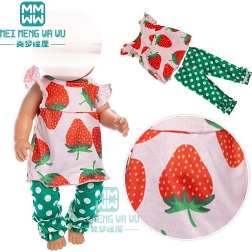 Clothes for doll fit 43cm baby new born doll fashion strawberry home clothes