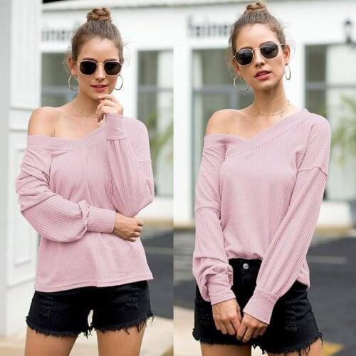 2020 Autumn Warm T-shirts Womens Casual Tops Basic Long Sleeve Sexy V-Neck T-Shirt Ladies Fashion Elegant Jumper Pullover Tops
