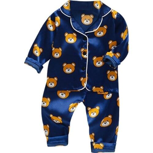 0-4 years old printed childrens pajamas baby long-sleeve comfortable pajamas suit boys and girls casual home clothes