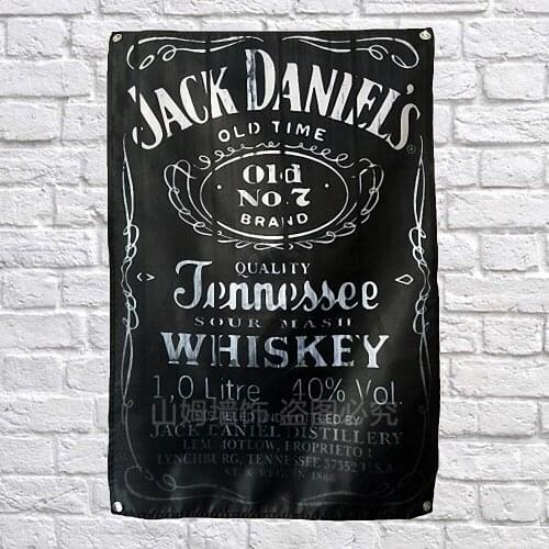 Whiskey Shabby Retro Banner Wall Art Bar Winery Home Decoration Beer Day Poster Hanging Chart Flag with 4 Metal Grommets Gift