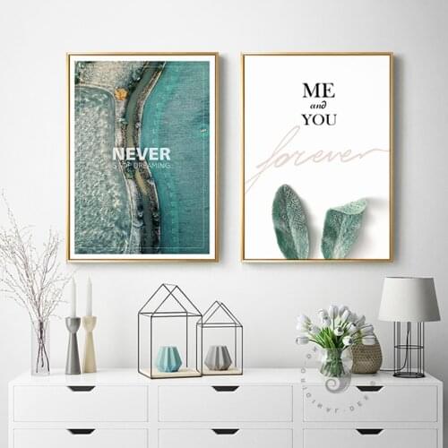 Nordic Seascape Canvas Posters Prints Modern Green Coastal Canvas Painting Wall Art Pictures For Living Room Bedroom Decorative