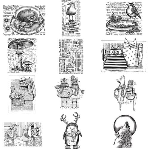 Clears Stamps Gift Flowers Chrysanthemum Tea Cute Cats Birds Snowman Wild Wolf For DIY Scrapbook Photo Album Craft Card 2021 New