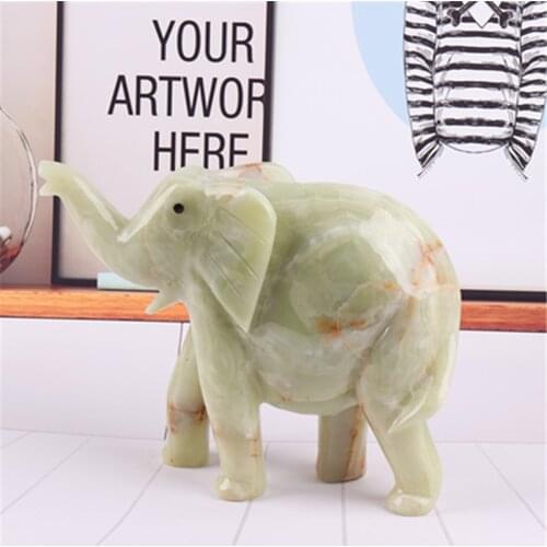 3inch Natural Elephant Carved Afghanistan Jade Home Furnishings Lucky Items Aura Feng Shui Decoration