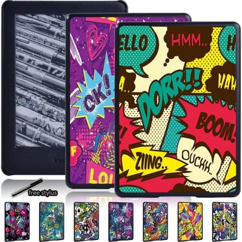 Graffiti Pattern Slim Tablet Case for Amazon Kindle EReader Paperwhite 1/2/3/4/Kindle 10th Gen 2019/8th Gen 2016 + Free Stylus