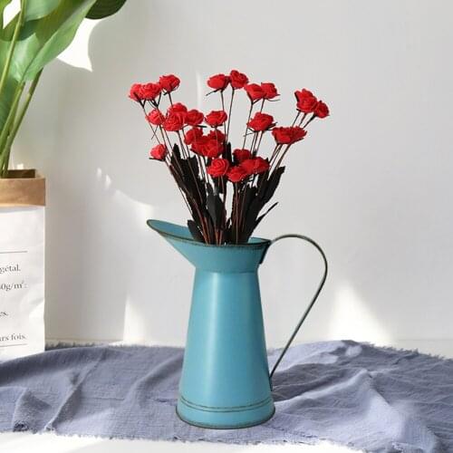 Vintage Vases Flowerpot Pot European Pastoral Style Galvanised Watering Kettle Arrangement Pot Home Gardening Decoration