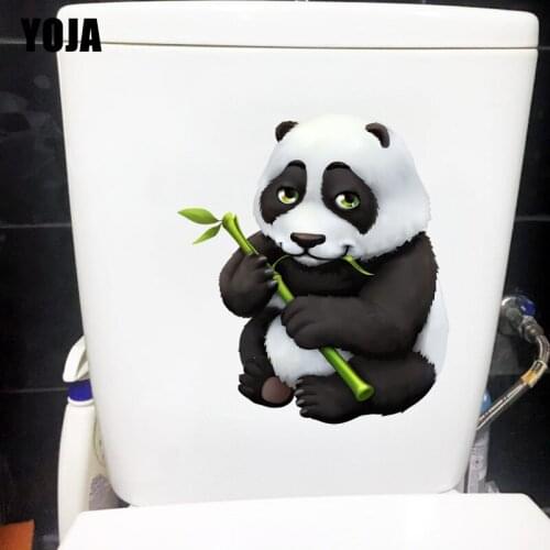 YOJA 19.7×22.7CM Panda Eating Bamboo Home Room Wall Decor Accessories Cartoon WC Toilet Sticker T1-2820