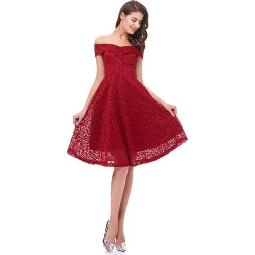 Beauty Emily Lace Wine Red Prom Dresses 2020 for Women A-Line Sleeveless Homecoming Party Prom Dresses