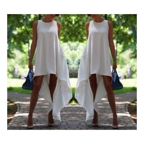 Stylish Summer Women dress Boho round neck sleeveless solid Evening Party Ladies Casual Polyester Beach Dresses one pieces