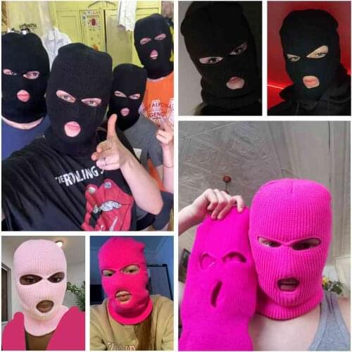 Funny Knit Winter Hat 3 Holes Full Face Cover Windproof Warm Ski Hat Women Men Motorcycle Helmet Hats Beanies Cap Bonnet