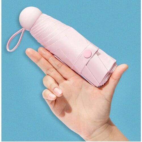 Sun Umbrella Sun Protection UV Folding Umbrella Female Sunshade Rain Dual-use Capsule Compact Portable Pocket