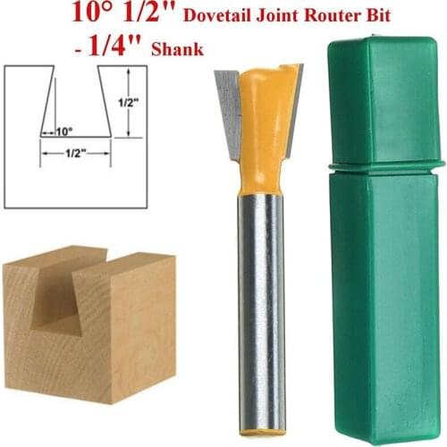 1Pc 1/4'' Shank Carbide Tipped Router Bit 10 Degree Dovetail Joint Woodworking Cutter For Power Tool