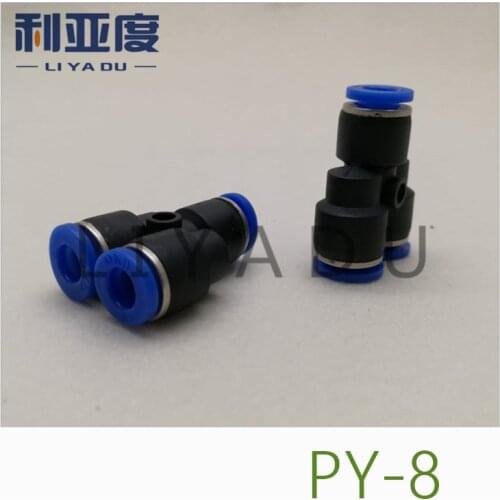 10PCS /lot PY-8 Pneumatic connector PY plastic Y type three plug in quick joint PY8