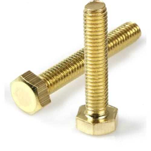 10pcs M4 M5 M6 All Lengths Plain Finish Brass Hex Bolts Hex Head Cap Screws Bolts