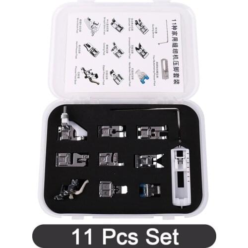 11 Pcs/Set Home Sewing Machine Accessories Presser Foot Leather Pads Blind Stitch Catcher Applique Universal Foot Zipper Sewing
