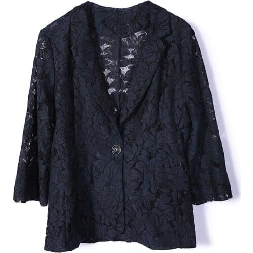 2021 Spring Summer New Style Luxurious Elegant Transparent Lacewomens Blazer Plus Size Top Office Coat Chamarras De Mujer