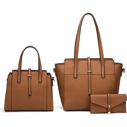 3PCS Leather Large Handbags and purses 2020 Brand Vintage Shoulder Messenger Bag For Lady 3 Set Composite Bags Quality Wallet