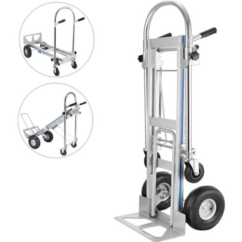 3 IN 1 Hand Folding Cart Aluminum Folding Shopping Cart With 2 or 4 Wheels Hand Folding Cart 500kg Capacity