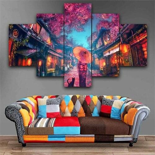 5 Pcs Kimono Girl Japan Anime Art diamond embroidery 5d diy diamond painting scenery mosaic daimond art,Multi-pictures EE2053
