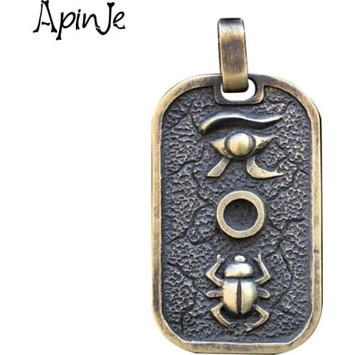 Apinje Brass Pendant Necklace for Men Sun Animal Beetle Punk Jewelry