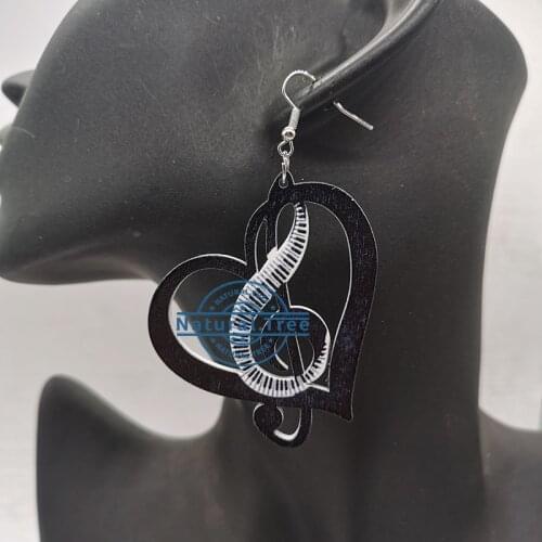 Free Shipping! Lovely Music note wooden earrings