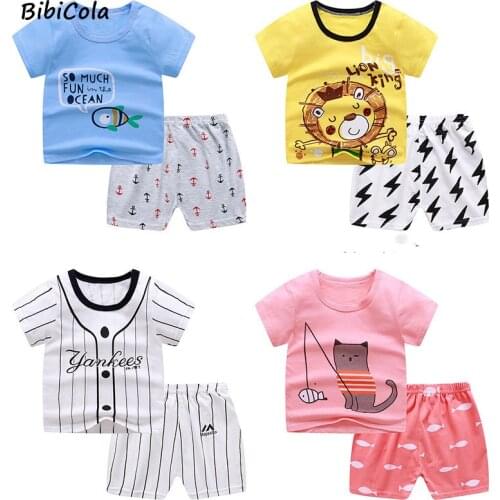 Bibicola Casual Baby Kids Sport Clothing Cotton Leisure T-shirt + Shorts Sets Toddler Clothing kids Boy Clothes 12M -5 Years Old