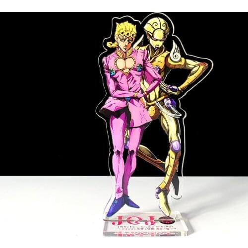 Anime JOJO Bizarre Adventure Acrylic Keychains Standing Card Giorno Jobana Key Chain Figure Cosplay Trinket Keyring Gift