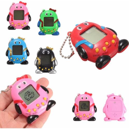 Funny Cute Penguin Cyber Car Keychain Kids Mni Toy 49 Pets in One Virtual Pet Game Auto Keyring Ornament Accessories Randomly