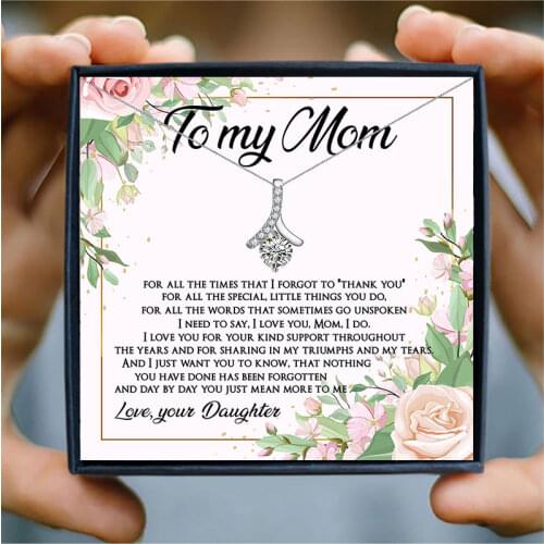 Luxury Zircon Pendant Necklace Women Mothers Day Gift Jewelry Shiny Unique Clavicle Chain Necklaces to Mom Birthday