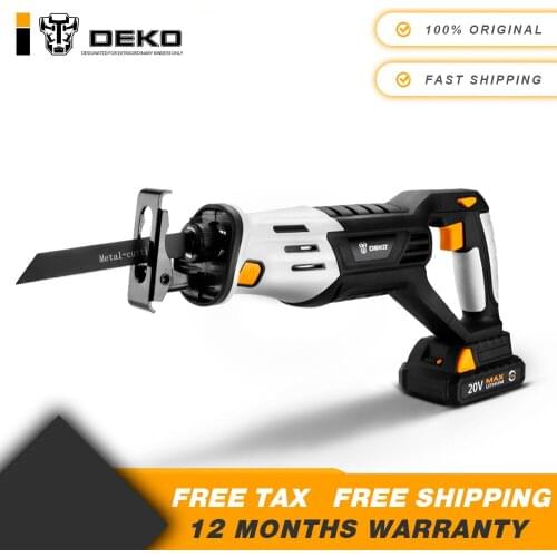 DEKO 20V Cordless Reciprocating Saw Adjustable Speed Electric Saw with Battery and 4 Pieces Blades