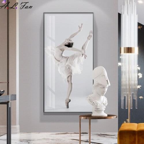 Ballet dance girl decorative painting simple style art woman Nordic porch decorative painting white wedding dress beautiful char